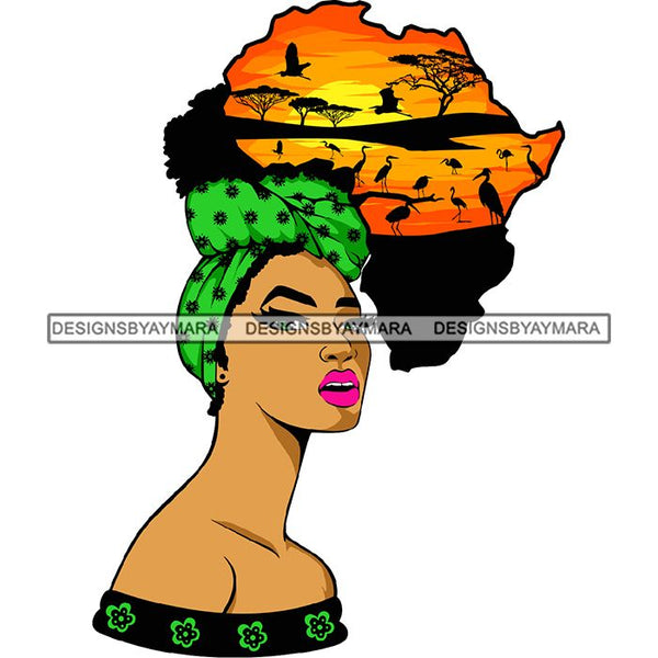 African American Woman Goddess Safari Savanna Africa Continent SVG Files For Cutting and More!