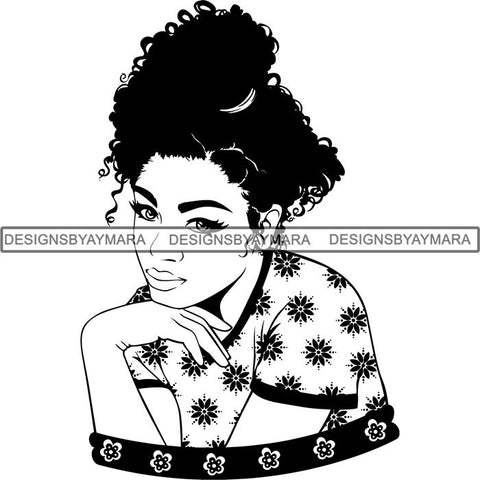 Beautiful Afro Woman Unique Designs In Black and White SVG Cutting Files For Silhouette Cricut and More