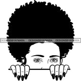 Afro Woman Peeking Peek-a-Boo I see You Melanin Pretty Half Face PNG File For Print Not For Cutting