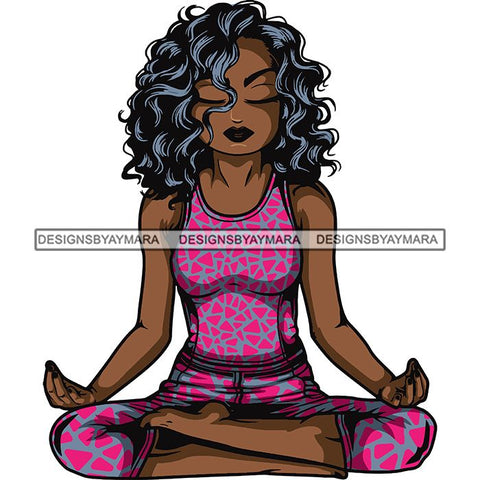 Afro Lola Meditating Yoga Relaxing .SVG Cutting Files For Silhouette Cricut and More!