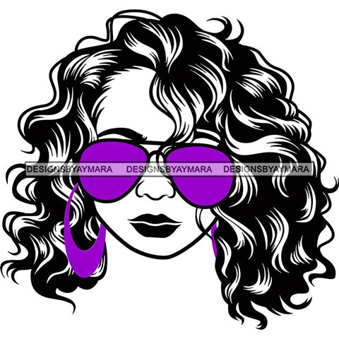 Afro Lola Boss Lady Dope Diva Glamour Wearing Glasses Accesories .SVG Cut Files