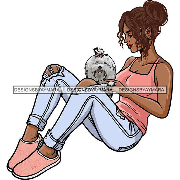 Beautiful Woman Dod Breed Maltese Pet Animal Best Friend Mascot Goddess SVG Cutting Files