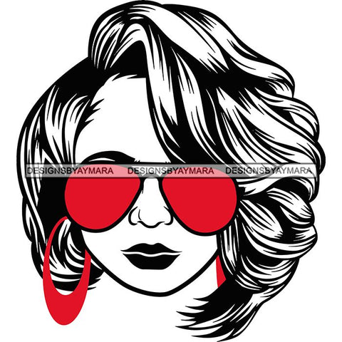 Afro Lola Boss Lady Dope Diva Glamour Wearing Glasses Accesories .SVG Cut Files