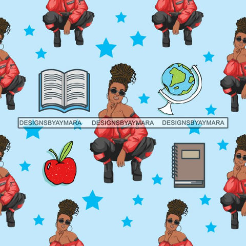 Fashion Lady Seamless Pattern Abstract Decorative Background Vector Designs SVG Files For Cutting and More!