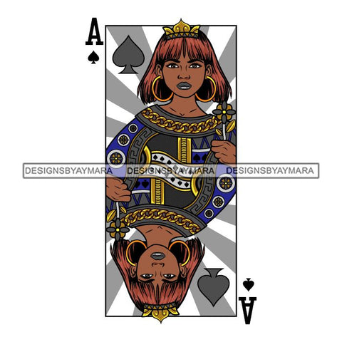 Afro Queen Lola Ace Casino Design Blackjack Poker Gambling Crown Royal SVG Cutting Files For Silhouette Cricut and More!