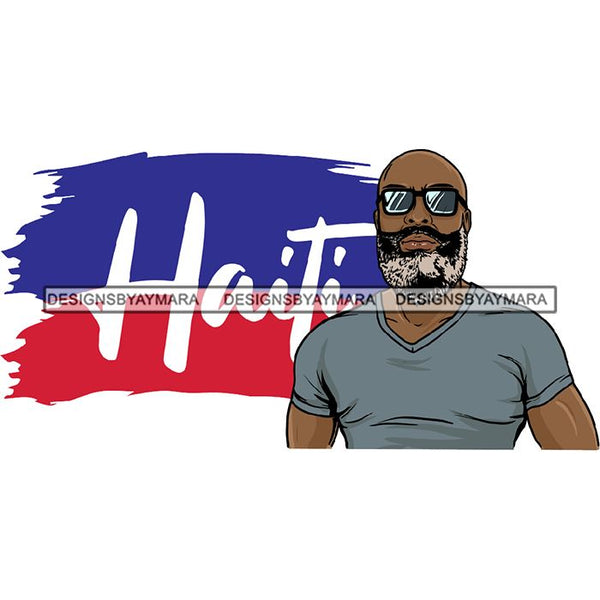 Haiti Country Attractive Black Man Bearded Hipster SVG Files For Cutting