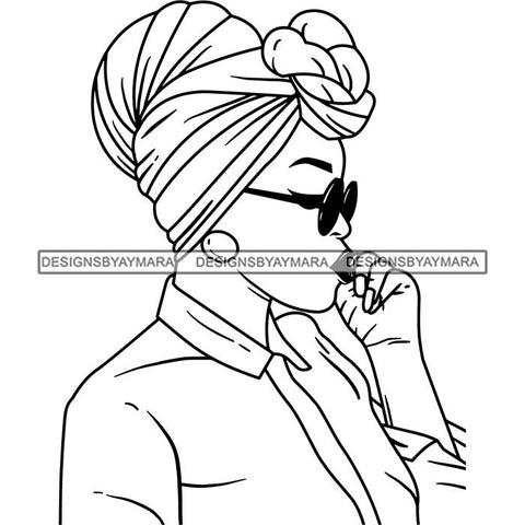 Afro Lady Black Goddess Melanin Turban Head-wrap Dark Latina Morena SVG Files For Cutting and More!