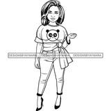 Afro Lola Boss Confident Classy Woman Black and White Designs SVG Cutting Files For Silhouette Cricut and More
