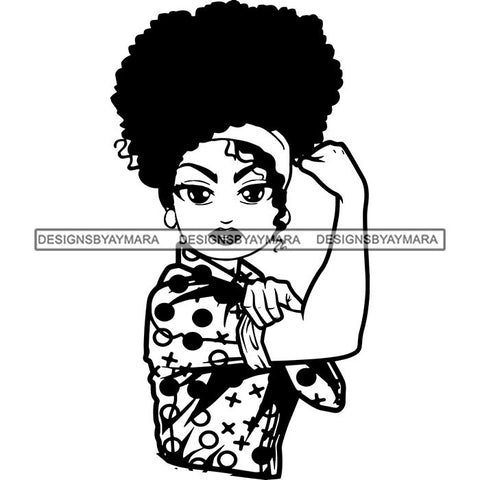 Afro Strong Lola Flexing We Can Do It Woman Power .SVG Cutting Files For Silhouette Cricut and More!