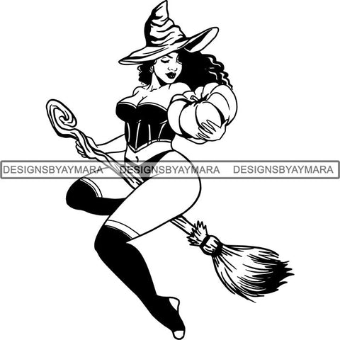 Afro Sexy Witches Halloween SVG Cutting Files For Silhouette Cricut and More