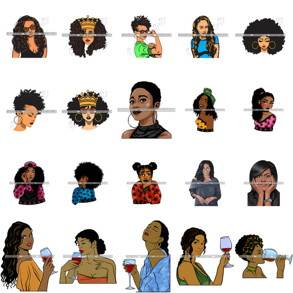 HUGE MEGA BUNDLE 1297 SVG Layered Vector Designs Afro Woman African American Women Melanin Nubian Black Girl Magic SVG PNG JPG Cutting Files For Silhouette Cricut and More