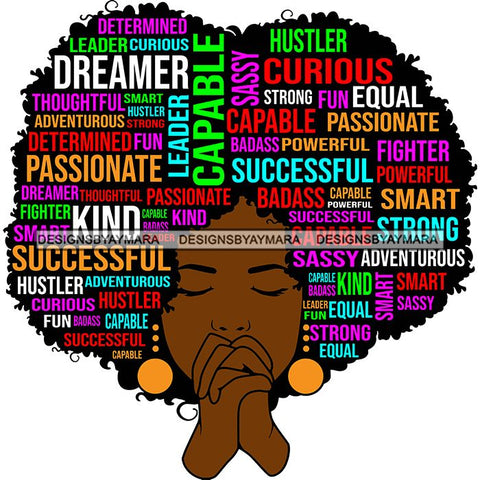 Afro Succesful Woman Hair Quotes Black Lives Matter Proud Roots Nubian Melanin SVG Cut Files