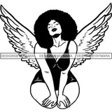 Afro Angel Black Woman SVG Cutting Files For Silhouette Cricut and More