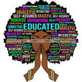 Afro Woman Praying Hair Life Quotes Strong Independent Educated Melanin SVG Cutting Files