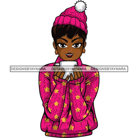 Afro Lola Christmas Winter Hot Coffee Cocoa Mood .SVG Cutting Files For Silhouette and Cricut and More!