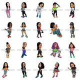 Bundle 20 Fashion Woman Model Posing Summer Outfit Vogue Goddess Glamour Trendy Clothing Vector SVG Cutting Files