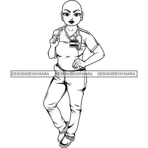 Afro Lola Nurse Medical Occupation SVG Cutting Files For Cricut Silhouette and More
