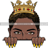 Afro Woman Peeking Peek-a-Boo I see You Melanin Pretty Half Face PNG File For Print Not For Cutting