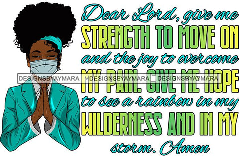 Afro Lola Praying God For Strength Protection Quotes Sad Crying Pain Face Mask Begging Prayers Virus SVG Vector Clipart Cutting Files