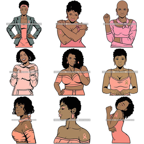 Bundle 9 Strong Afro Woman SVG Cancer Survivor Cutting Files For Silhouette Cricut and More