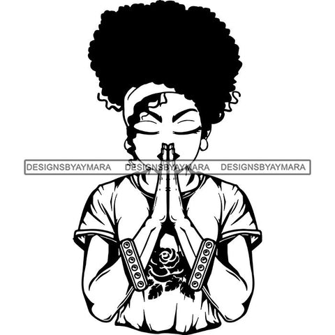 Afro Lola Praying God Lord Prayers In God We Trust .SVG Clipart Cutting Files For Silhouette and Cricut and More!