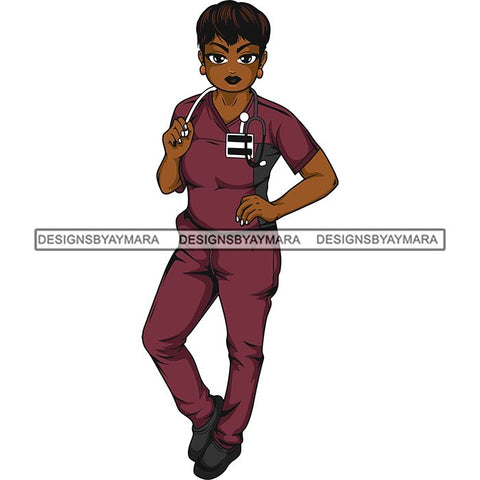 Afro Lola Nurse Medical Occupation SVG Cutting Files For Cricut Silhouette and More
