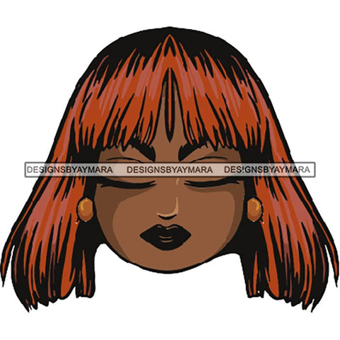Afro Lola Cute Closed Up Face Eyes Close Meditation .SVG Clipart Vector Cutting Files