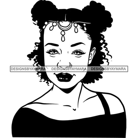 Ebony Afro Woman Nubian Melanin Brown Skin Makeup Model Glasses Accesories SVG Cut Files