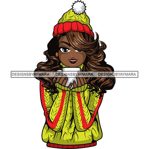 Afro Lola Christmas Winter Hot Coffee Cocoa Mood .SVG Cutting Files For Silhouette and Cricut and More!