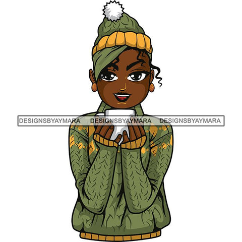 Afro Lola Christmas Winter Hot Coffee Cocoa Mood .SVG Cutting Files For Silhouette and Cricut and More!