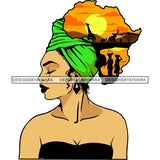 Safari Goddess Africa Continent African American Woman Savanna Animals Hair SVG Cutting Files.