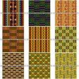 Bundle 9 Kente African Pattern African American Culture PNG Print Files Not For Cutting