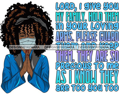 Afro Lola Praying God For Strength Protection Quotes Sad Crying Pain Face Mask Begging Prayers Virus SVG Vector Clipart Cutting Files