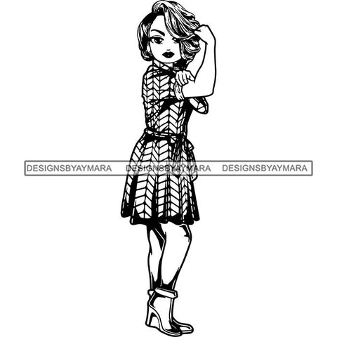 Afro Strong Lola Flexing We Can Do It Woman Power .SVG Cutting Files For Silhouette Cricut and More!