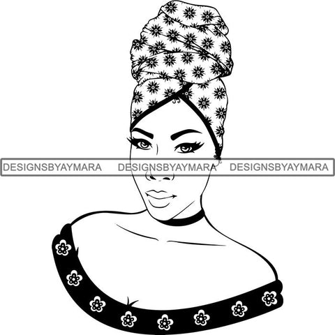 Beautiful Woman Turban Head Wrap Hairstyle SVG Files For Cutting and More!