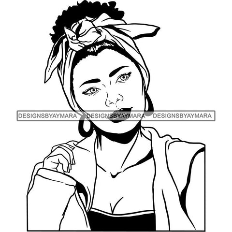 Beautiful Woman Turban Head Wrap Hairstyle SVG Files For Cutting and More!