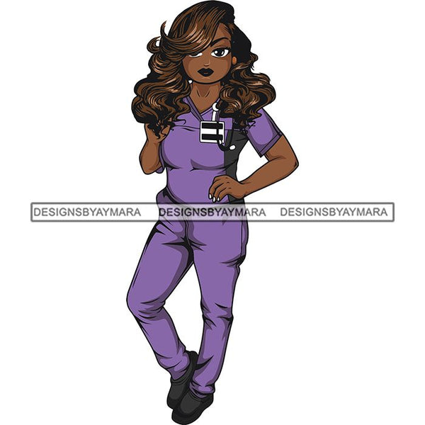 Afro Lola Nurse Medical Occupation SVG Cutting Files For Cricut Silhouette and More