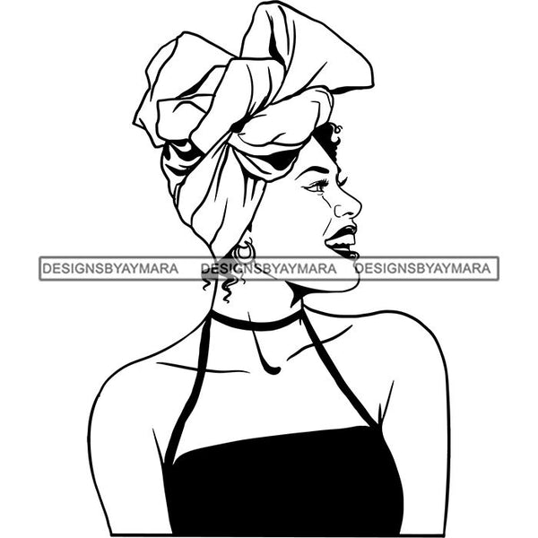 Afro Nubian Melanin Popping Kinky Hair Turban Beautiful African American Woman SVG Cutting Files