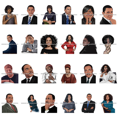 Bundle 24 Black History Leaders Proud Roots .SVG Clipart Vector Cutting Files