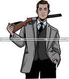 Attractive Caucasian White Man Hunter Hunting Rifle Hipster Model Fashion Male Guy Hombre Masculino Guapo Stylish Close-up Sexy Macho Manly SVG Files For Cutting
