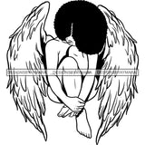 Afro Angel Black Woman SVG Cutting Files For Silhouette Cricut and More