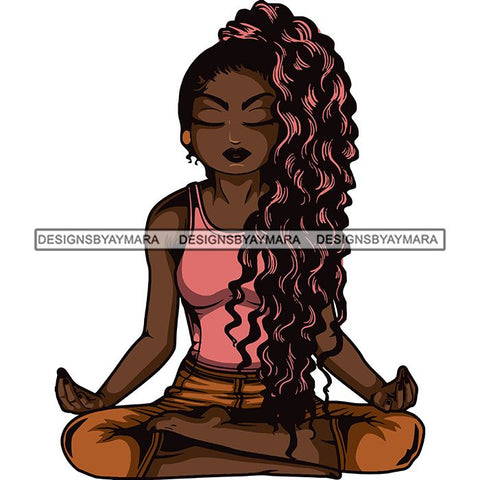 Afro Lola Meditating Yoga Relaxing .SVG Cutting Files For Silhouette Cricut and More!
