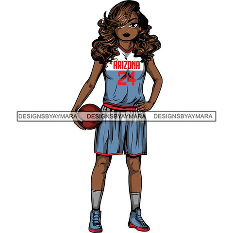 Afro Lola Basketball Player Sport Woman SVG Clipart Vector Cutting Cut Files