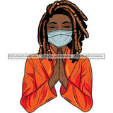 Afro Lola Praying Sad Crying Pain Face Mask Begging Prayers Virus SVG Vector Clipart Cutting Files