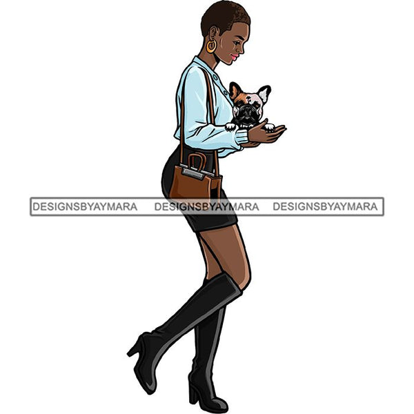 Beautiful Woman Dod Breed French Bulldog Pet Animal Best Friend Mascot Goddess SVG Cutting Files