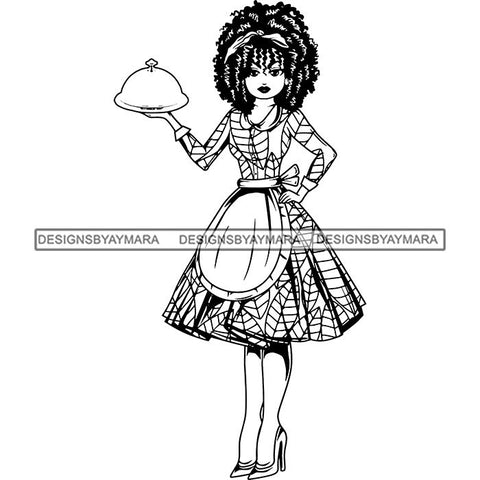 Afro Chef Lola Cooker Cooking Culinary Profession .SVG Clipart Vector Cutting Files For Circuit Silhouette Cricut and More!