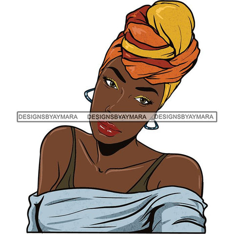 Beautiful Woman Turban Head Wrap Hairstyle SVG Files For Cutting and More!