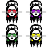Bundle 4 Afro Lola Boss Lady Dope Diva Glamour Wearing Glasses Accesories .SVG Cut Files
