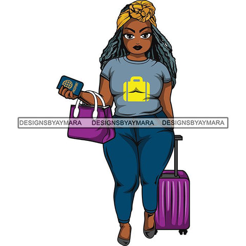 Afro Thick Curvy Lola Trip Vacation Mode Getaway .SVG Cutting Files For Silhouette and Cricut and More!