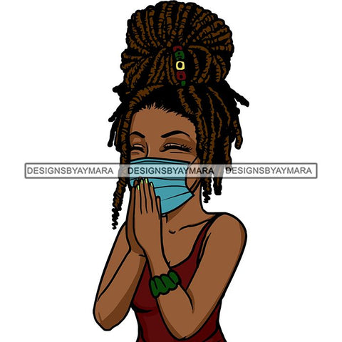 Black Woman Praying God Quotes Face Mask Begging Prayers Save Life Mujer Orando a Dios SVG Vector Clipart Cutting Files